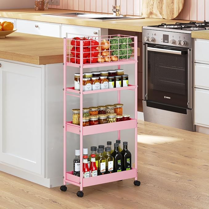 KINGRACK Slim Rolling Storage Cart 4 Tier - Image 6