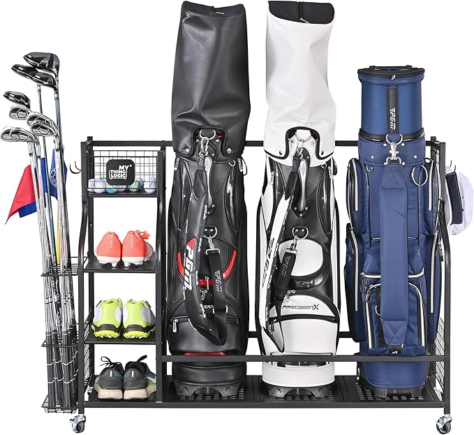 Mythinglogic Golf Storage Garage Organizer, Golf Bag Storage Stand and Other by Mythinglogic