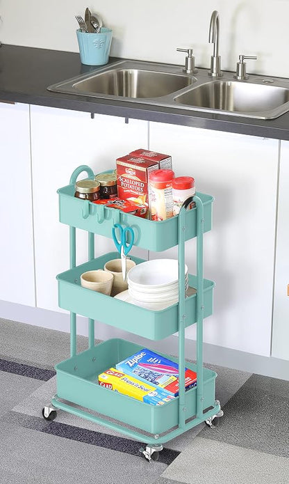 Simple Houseware 3-Tier Heavy Duty Metal Utility Rolling Cart - Image 5
