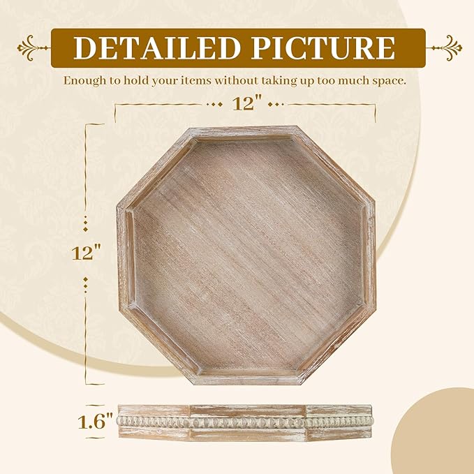 MAONAME Wood Serving Tray, Farmhouse Wooden Tray - Image 2