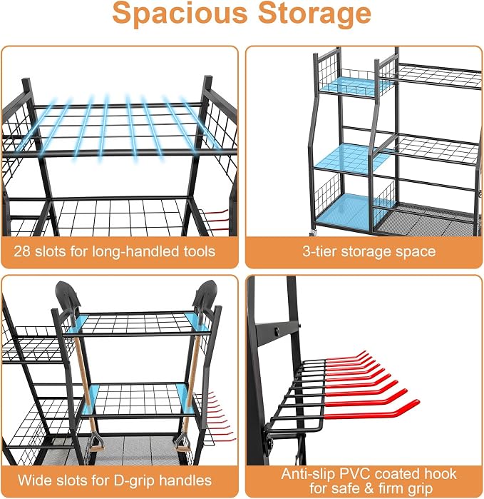 Garden Tool Organizer with Wheels - Image 3