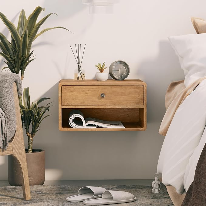 COZAYH Farmhouse Rubber Wood Floating Nightstand - Image 9
