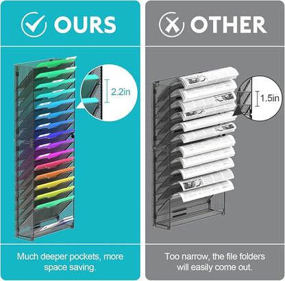 samstar 16 Tier Wall File Organizer Hanging Wall File Holder Wall Mount Paper - Image 2
