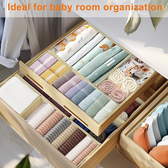 Clothes Organizer, Storage Drawer, 12 Piece Fabric Drawer Organizer Foldable - Image 4