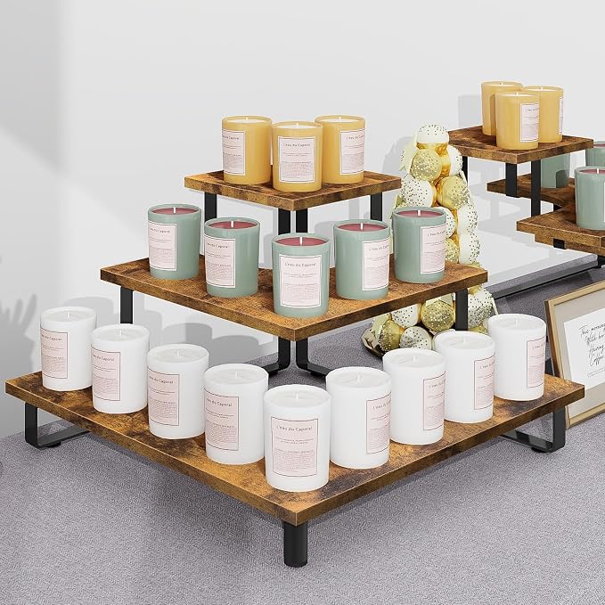 ELITEROO 3 Tier Wooden Retail Display Shelves, Portable Display Rack - Image 5