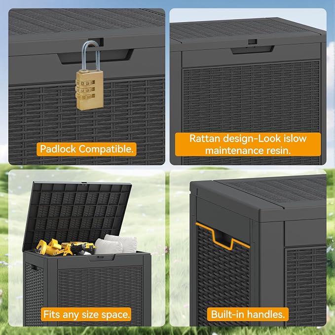KAMABOKO 31 Gallon Outdoor Storage Box 2 Pack All-Weather Deck Box - Image 3