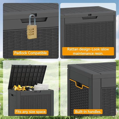 KAMABOKO 31 Gallon Outdoor Storage Box 2 Pack All-Weather Deck Box - Image 3