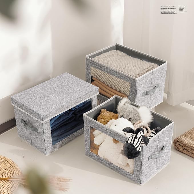 Homsorout Storage Baskets with Lids, 4 Pack Large Box Organizer with Window - Image 2