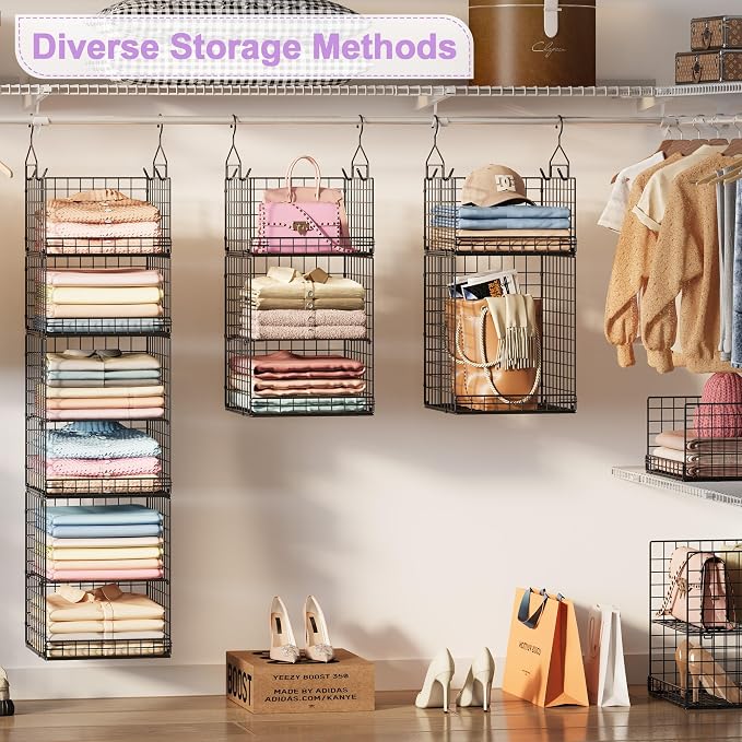 6 Tier Hanging Closet Organizers and Storage Stackable Hanging Closet Shelves - Image 2
