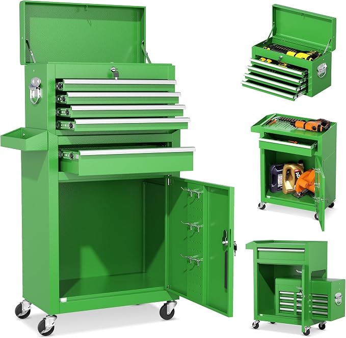 INTERGREAT Rolling Tool Chest, 5-Drawer Tool Box Organizer, Lockable Wheels & by INTERGREAT