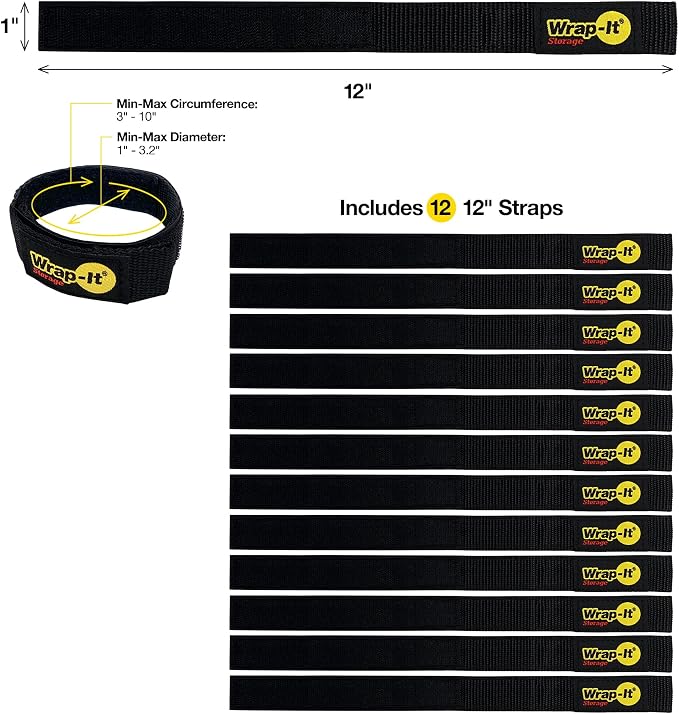 Quick-Straps by Wrap-It Storage – 12” Black - Image 3