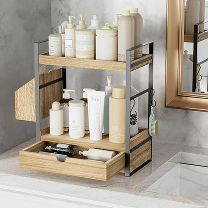 2-Tier Bathroom Counter Organizer, Wooden Vanity Shelf - Image 6