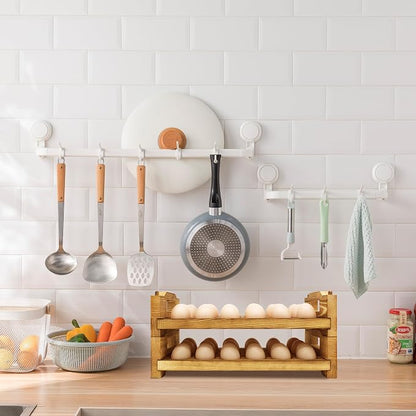 CVHOMEDECO. Wooden Egg Holder Countertop Fresh Egg Holders Firewood Egg - Image 6