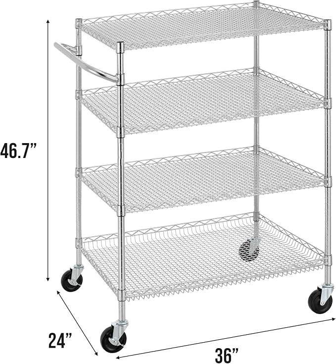 Finnhomy 4 Tier Heavy Duty Commercial Grade Rolling Cart - Image 3