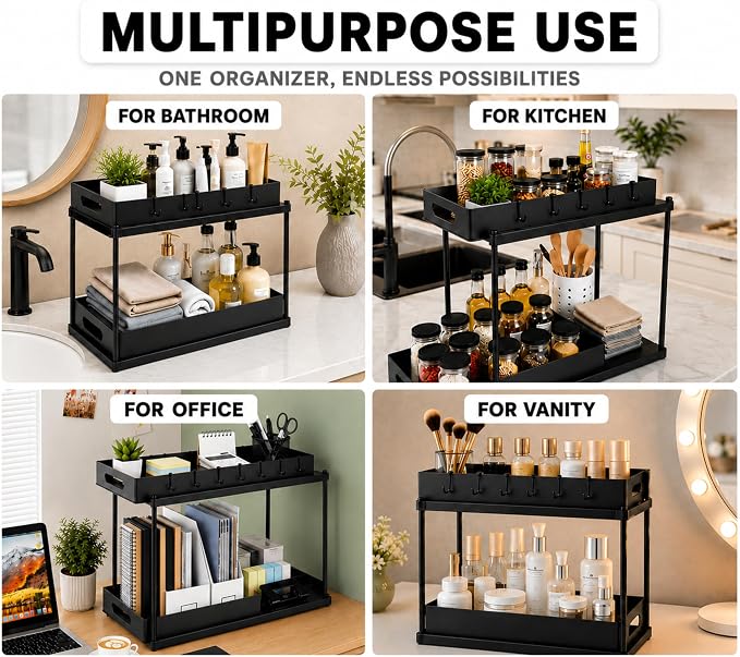 2 Pack Under Sink Organizer, Pull-Out Cabinet Storage Organizers - Image 7