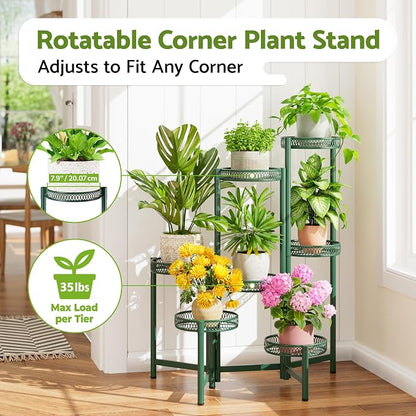 7 Tier Metal Corner Plant Stand Indoor Outdoor, Folding Tall Plant Rack - Image 2