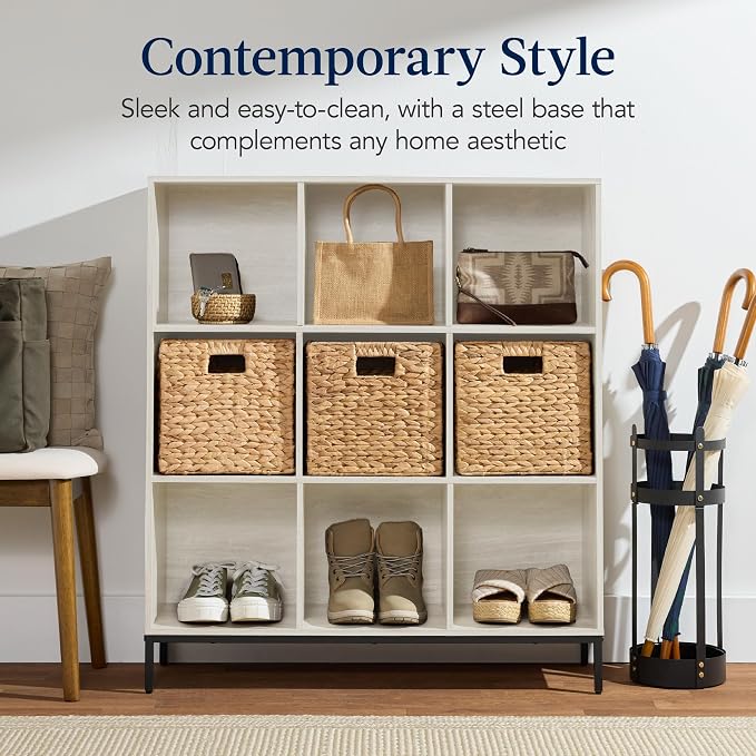 Best Choice Products 9-Cube Bookshelf, 3-Tier Wood Storage Bookcase W/Legs - Image 3