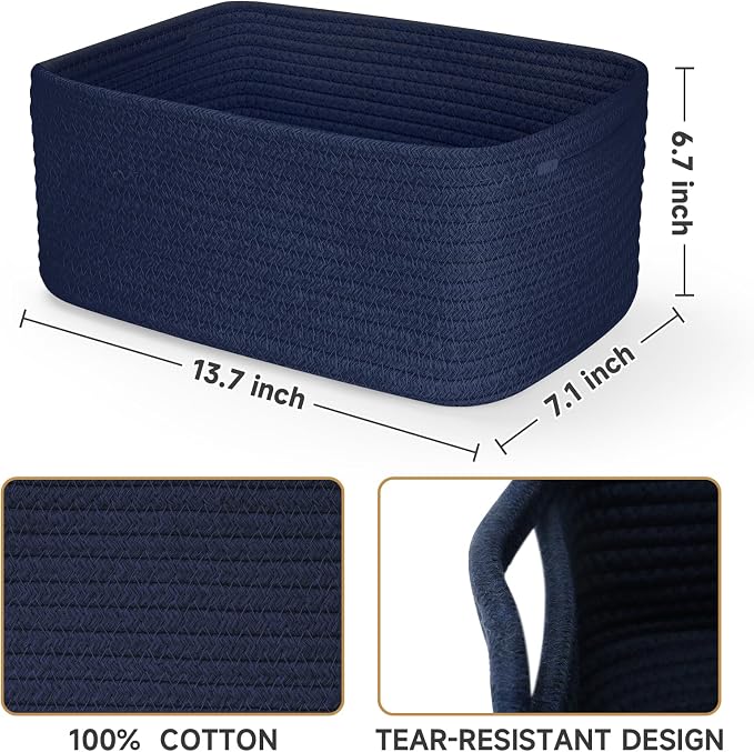 3-Pack Storage Baskets for Organizing | Woven Shelf Toy Basket | Rope Baskets - Image 2