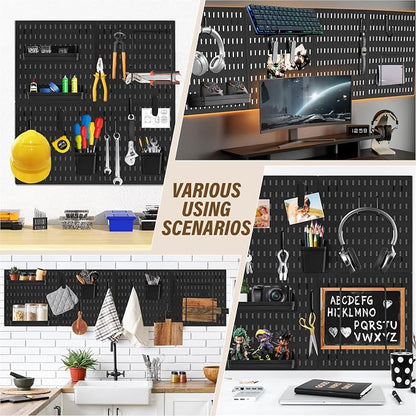AKTOP Peg Board Wall Organizer 4-Pack – 12"x12" Black Pegboard Panels - Image 5