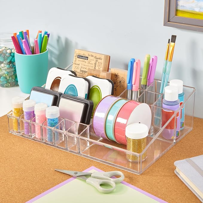 STORi Audrey Clear Vanity Makeup Organizer | 15-Compartment Holder - Image 3