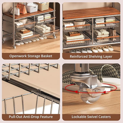 Rolling Clothing Garment Rack for Hanging Clothes–Portable Indoor Wardrobe - Image 4