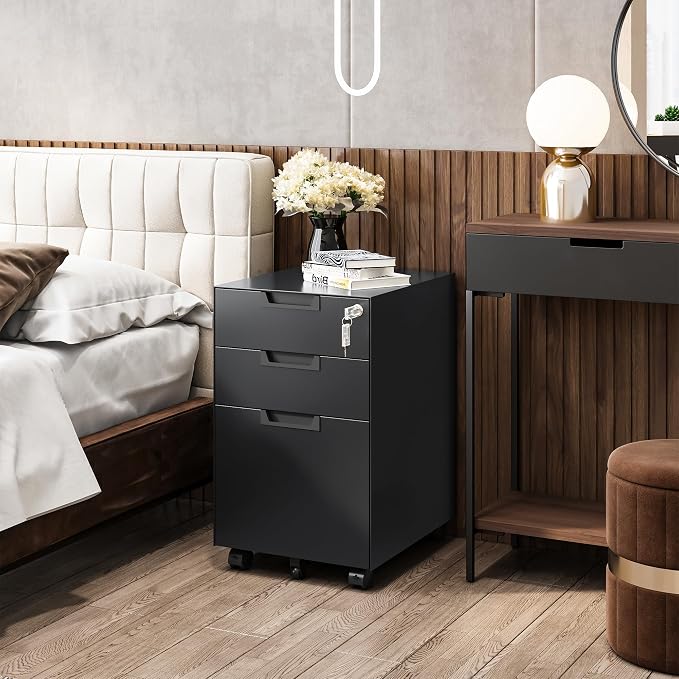 3 Drawer Vertical File Cabinet, Mobile Filling Cabinets - Image 9