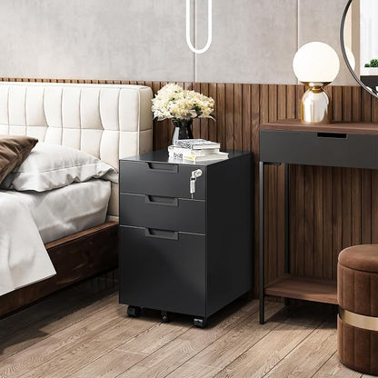 3 Drawer Vertical File Cabinet, Mobile Filling Cabinets - Image 9