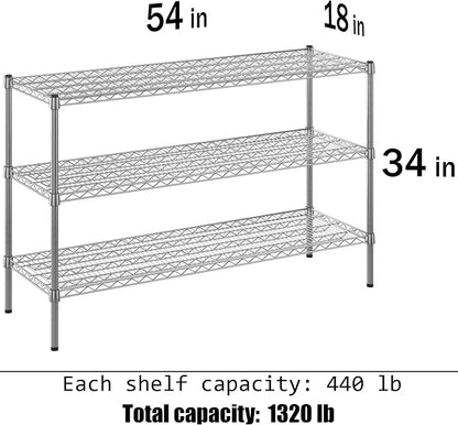 18" Deep x 54" Wide x 34" Height Wire Shelving Kit | 3-Tier | NSF Commercial - Image 3