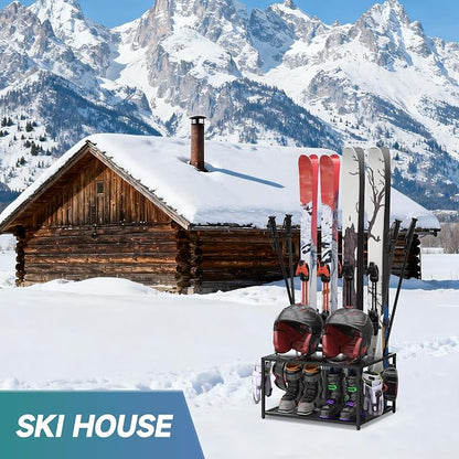 Freestanding Ski Holders for 4Pairs of Skis Ski Boot, Helmet and More, Storage - Image 5