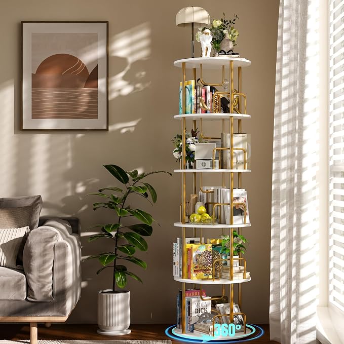 360° Rotating Bookshelf, Revolving Bookcase by Unknown