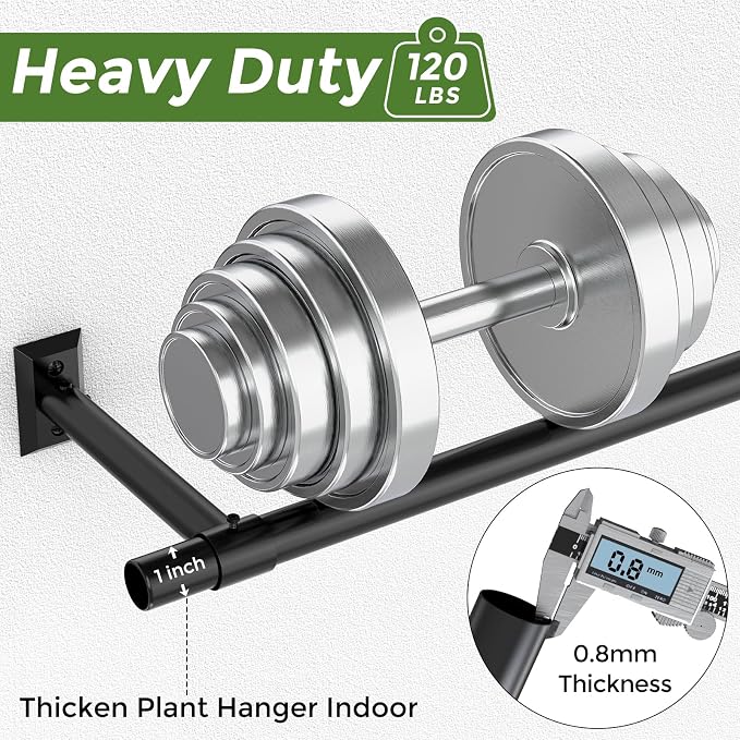 Window Plant Hanger for Indoor Plants, 32 Inch Hanging Plant Rod, 1 Inch - Image 2