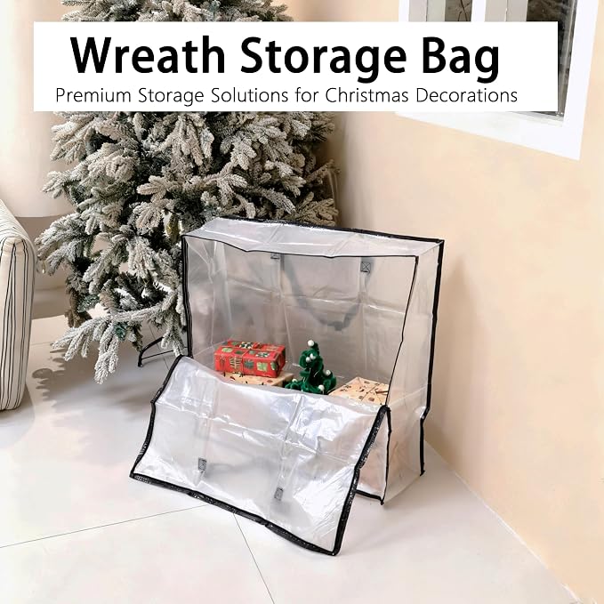 4 Pack Wreath Storage Bag, 26 Inches 90 L Wreath Storage Container, Reinforced - Image 4