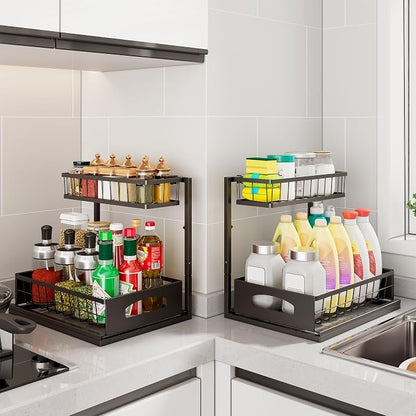 Under Sink Organizer, 2 Pack Height Adjustable Cabinet Organizer - Image 6
