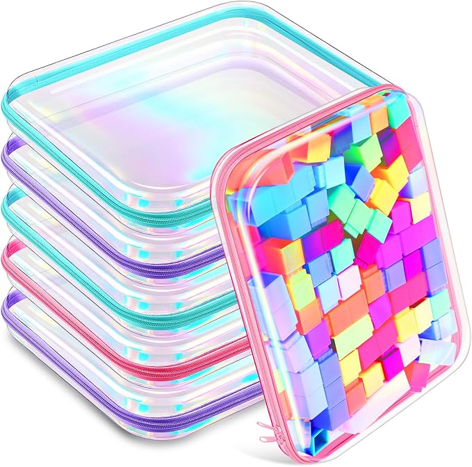 Sanwuta 6 Pcs Clear Hard Zipper Case Hard Plastic Zipper Pouches Transparent by Sanwuta