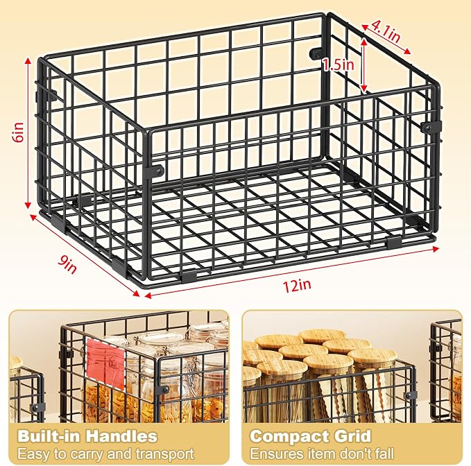 X-cosrack Metal Wire Basket Pantry Baskets Foldable Cabinet Organizers - Image 7