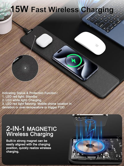 TopMade Wireless Charging Mouse Pad, Waterproof Gaming Mousepad - Image 2