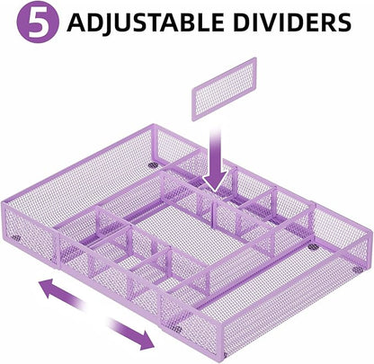 Marbrasse Expandable Desk Drawer Organizer, Mesh Drawer Organizer Tray - Image 3