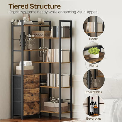 Corner Bookshelf, 7 Tier L-Shaped Bookcase - Image 8