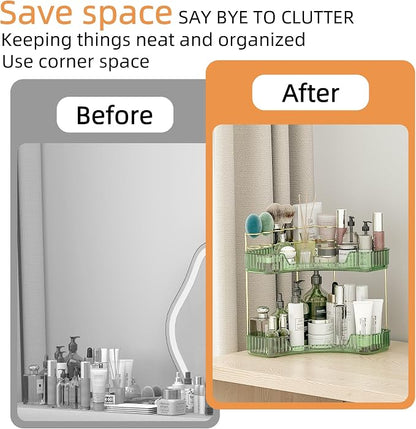 2 Tier Corner Bathroom Organizer Countertop, Vanity Makeup Organizer - Image 4