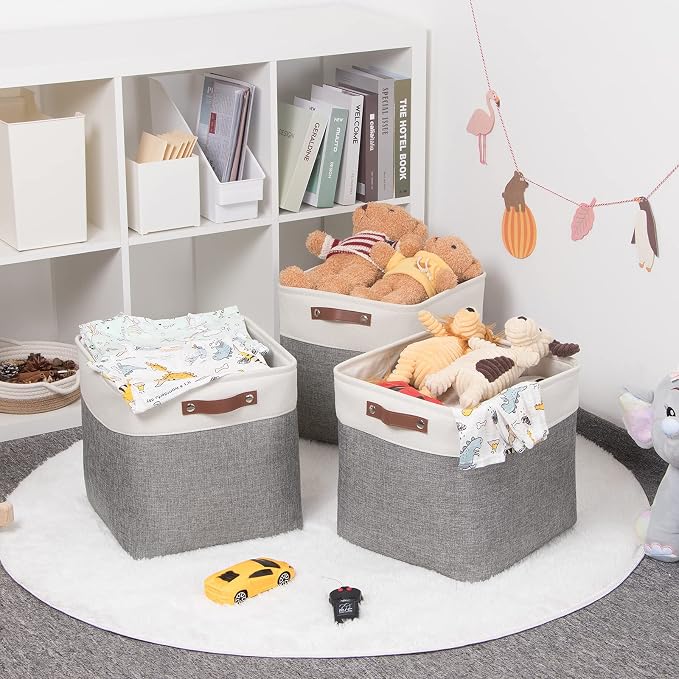 HNZIGE Storage Foldable Storage Baskets Cubes Set Fabric Bins - Image 3