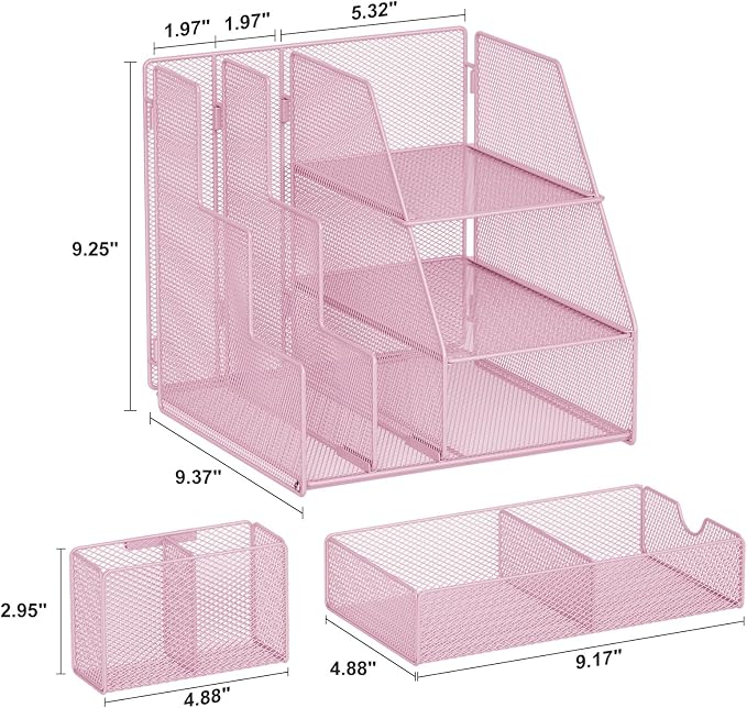 Marbrasse Desk Organizer and Accessories, 3-Tier File Organizer - Image 6