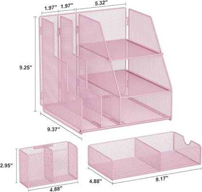 Marbrasse Desk Organizer and Accessories, 3-Tier File Organizer - Image 6