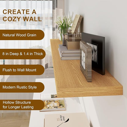 Fun Memories Floating Shelves, 8 Inch Deep Floating Shelves, Rustic Wood - Image 5
