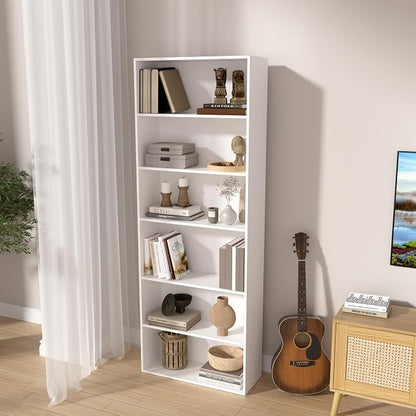 6 Tier Book Shelf，Wooden 6 Cube Storage Organizer, 6 Tier Low Bookcase Storage - Image 6