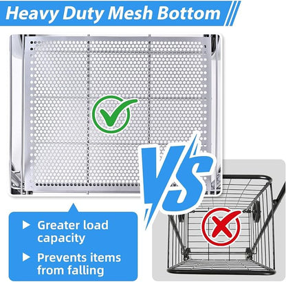 Folding Shopping Cart with Double Baskets, Collapsible Grocery Rolling Utility - Image 3