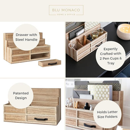 BLU MONACO | Natural Wood Mail Organizer - Image 5