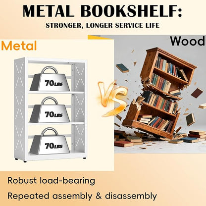 3 Tier Bookcase, Industrial Bookshelf, Home Office Bookcase Shelf Storage - Image 6