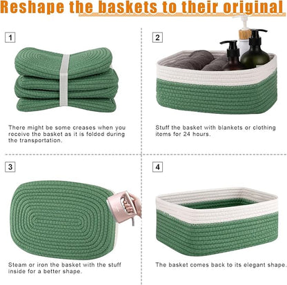 OIAHOMY 4 Pack Storage Baskets for Organizing, Small Bins for Shelves, Cute - Image 7