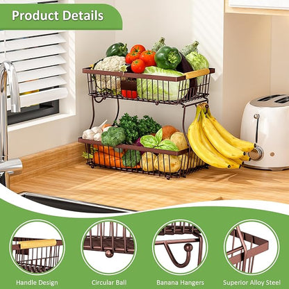 2 Tier Fruit Basket for Kitchen Counter - Image 6