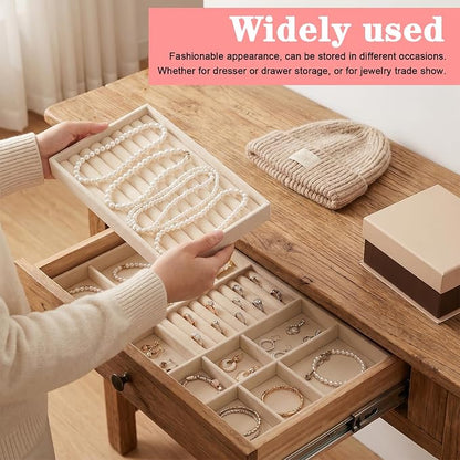 10 Pack Velvet Jewelry Trays – Stackable Drawer Organizer Inserts, Earrings & - Image 7